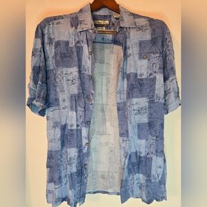 Blue Batek Bay Patterned Button-Up Shirt